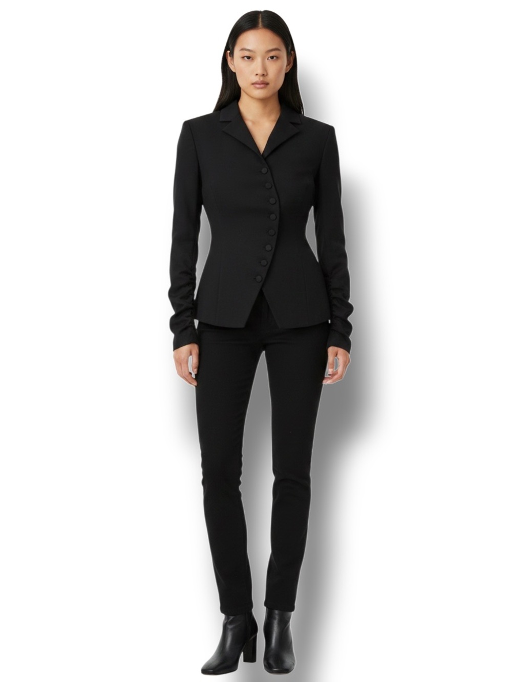 Zara Black Tailored Asymmetric Button Blazer